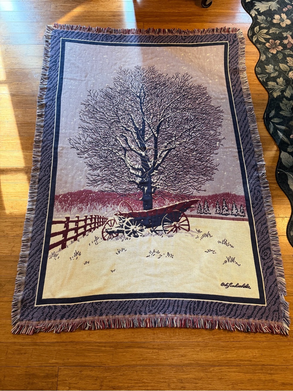 Tapestry by Bob Timberlake Winter Scene Wall Hanging or Throw 66 x 50 Vintage